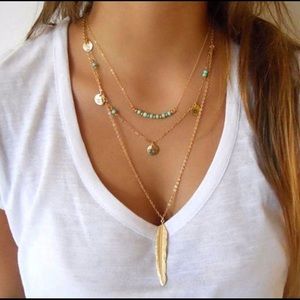 Three Layer Feather Necklace